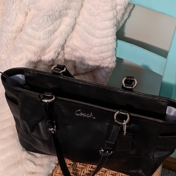 Coach Black Leather Shoulder Tote - Picture 2 of 8